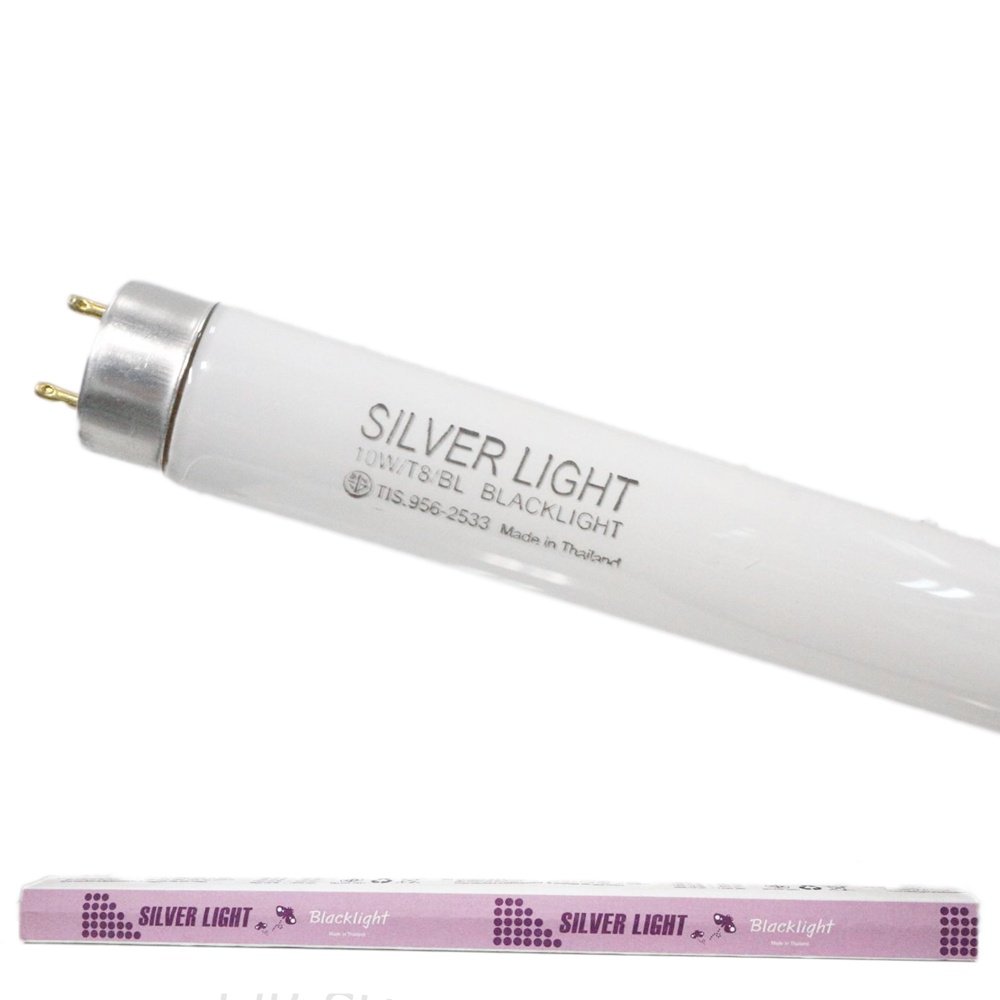 แพ็ค 2 ดวง) SILVER LIGHT หลอดนีออน Blacklight T8 10W แสงฟ้า UVA ยาว 34 ซม. 220-240V สำหรับล่อแมลง ตรวจธนบัตร - Image 5