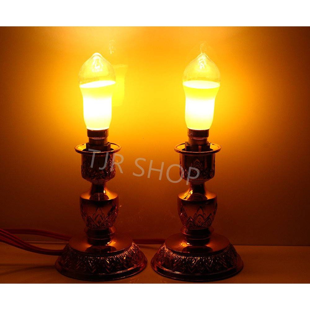 Superlamp ชุด เชิงเทียน ไฟฟ้า พร้อม เทียน ทรงมะละกอ เหลือง 15W 220V ขั้วเขี้ยว B15 ตกแต่งศาลเจ้า - Image 5
