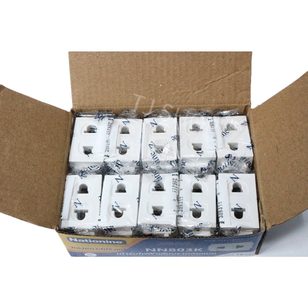 Nationine เต้ารับ เมจิ ฝัง รุ่นใหม่ รองรับ ปลั๊กขากลมและแบน แบบเสียบสาย 16A 250V รุ่น NN803K - Image 5