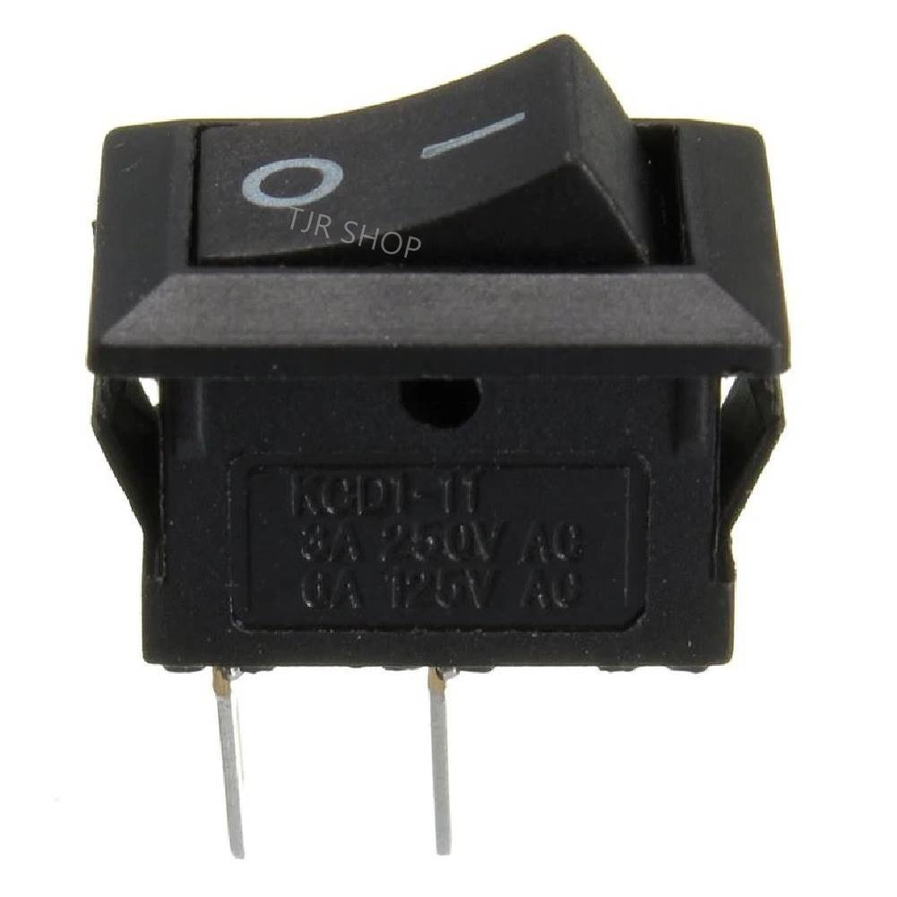 TJR สวิตช์แลมป์ ขนาดเล็ก (Rocker switch) รุ่นประหยัด ไม่มีไฟ สีดำ 2 ขา 3A 250V , 6A 125V - Image 5