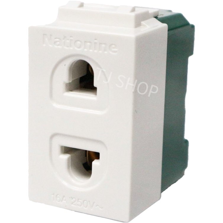 Nationine เต้ารับ เมจิ ฝัง รุ่นใหม่ รองรับ ปลั๊กขากลมและแบน แบบเสียบสาย 16A 250V รุ่น NN803K - Image 3