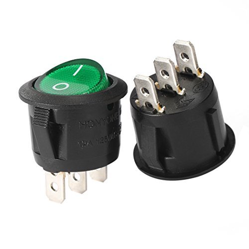 TJR สวิตซ์กระดก ไซส์มินิ กลม 20 มม. 3 ขา รุ่นมีไฟ ขนาด 6A 250V 10A 125V ร็อคเก็ต สวิตซ์ ON-OFF – เขียวมีไฟ-Rocket(G) - Image 8