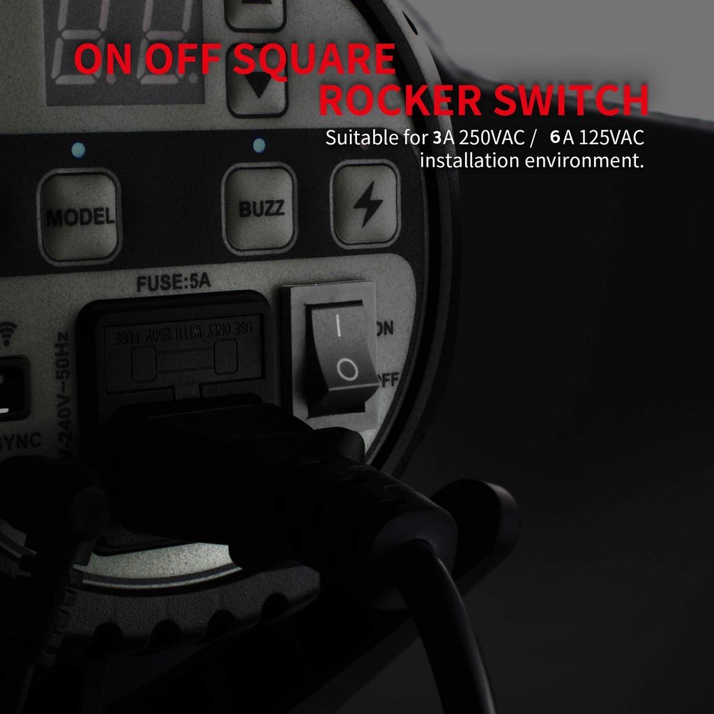 TJR สวิตช์แลมป์ ขนาดเล็ก (Rocker switch) รุ่นประหยัด ไม่มีไฟ สีดำ 2 ขา 3A 250V , 6A 125V - Image 8