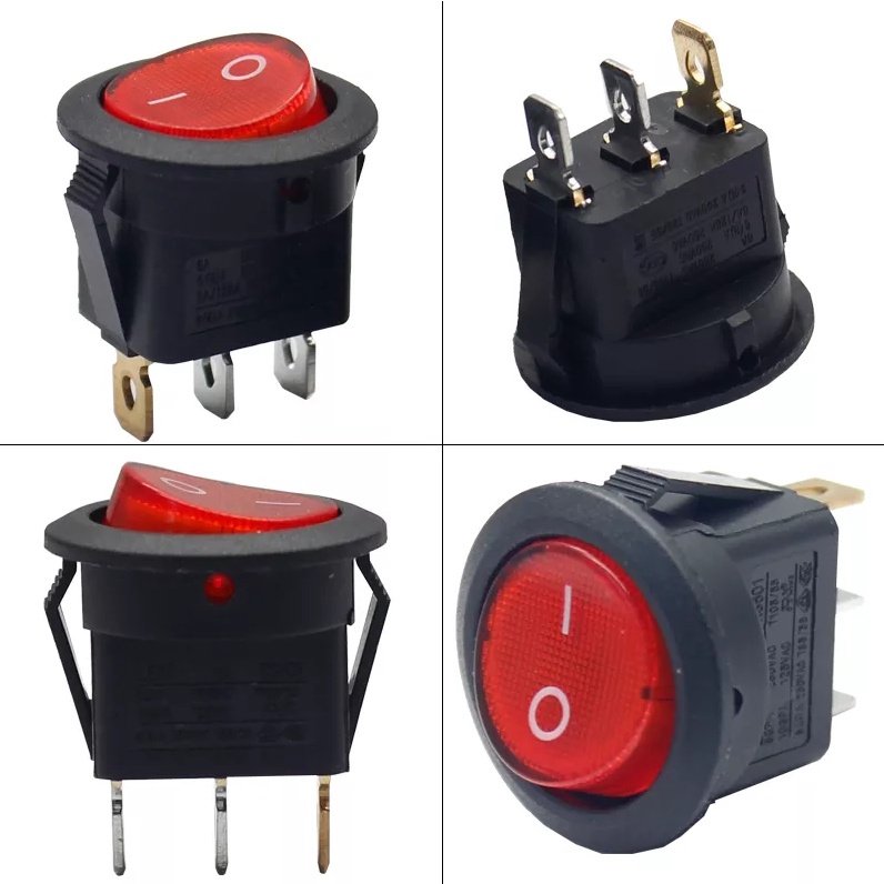 TJR สวิตซ์กระดก ไซส์มินิ กลม 20 มม. 3 ขา รุ่นมีไฟ ขนาด 6A 250V 10A 125V ร็อคเก็ต สวิตซ์ ON-OFF – เขียวมีไฟ-Rocket(G) - Image 3