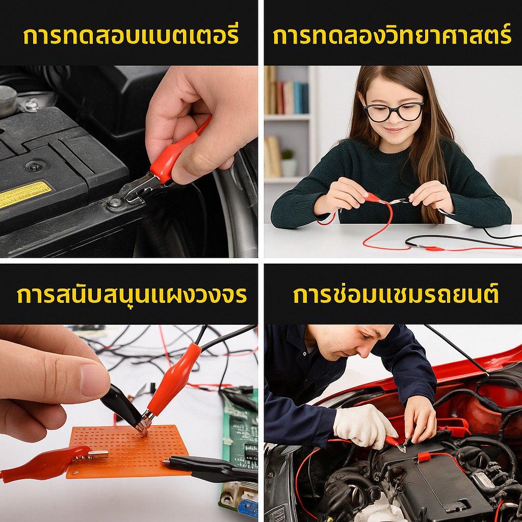 ซื้อเยอะ ลดเยอะ แพ็ค 1 / 10 คู่ ++ คลิป หนีบสายไฟ ปากจระเข้ ดำ-แดง ขนาด เล็ก / ใหญ่ ตัวเชื่อม สายไฟ – ใหญ่ - 1 คู่ - Image 7