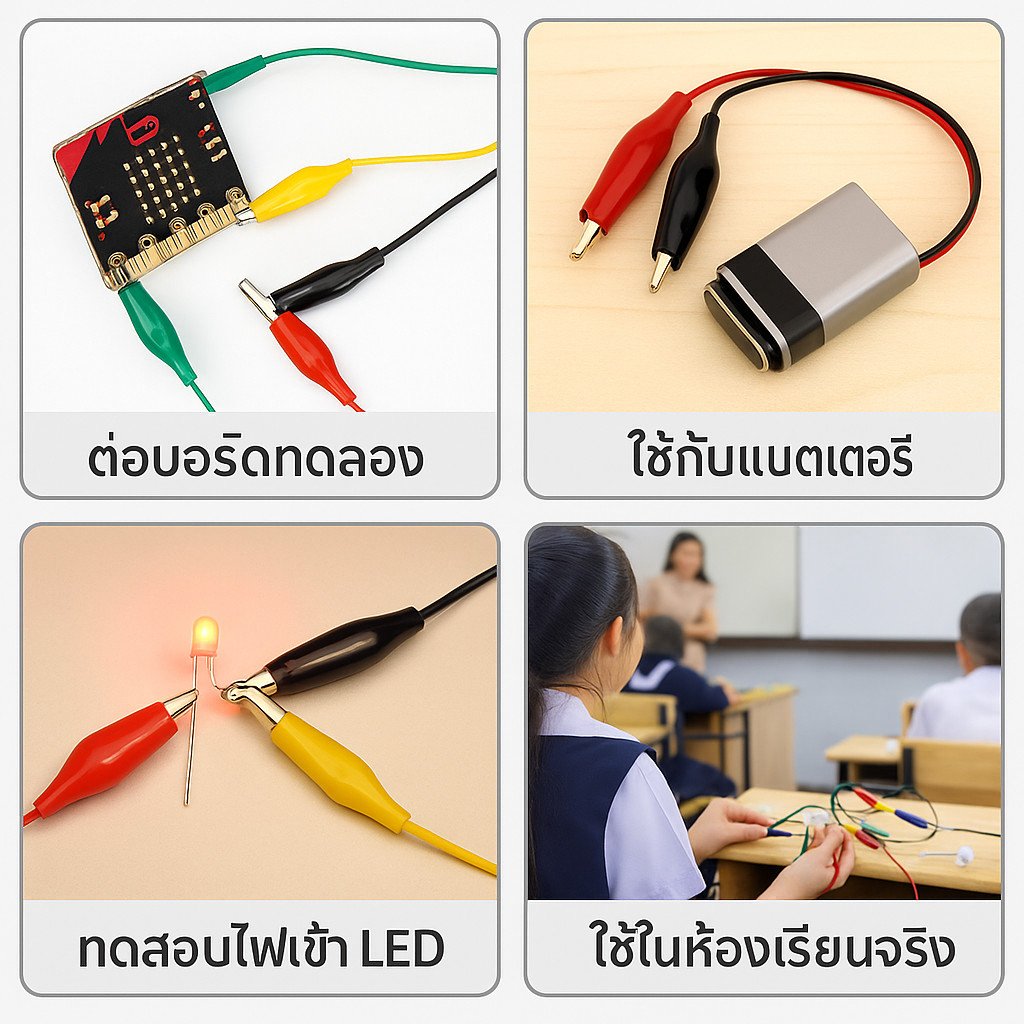 (ชุด 10 เส้น) สายไฟ ปากคีบสายไฟ ปากจระเข้ 5 สี (เลือกขนาด 28/35/45 มม.) ยาว 45-50 ซม. สายทดสอบวงจร – ใหญ่ 45 ซม. - Image 9