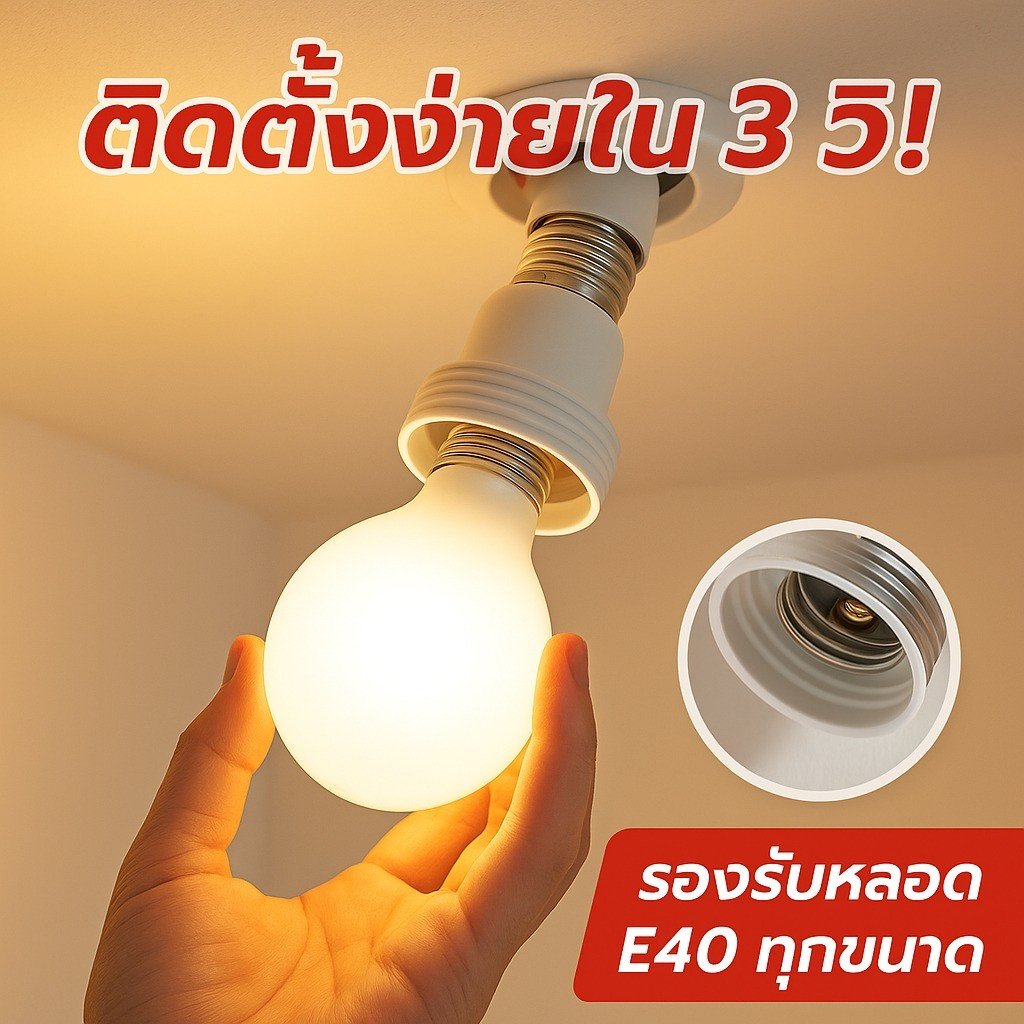 ขั้วแปลง หลอดเกลียว E27 E40 E14 E12 B22 G23 G24 G23X GU5.3 G9 PLC PLS ขั้วแปลง ใช้ได้กับหลอด LED – หลอดE27เป็นB22 - Image 9