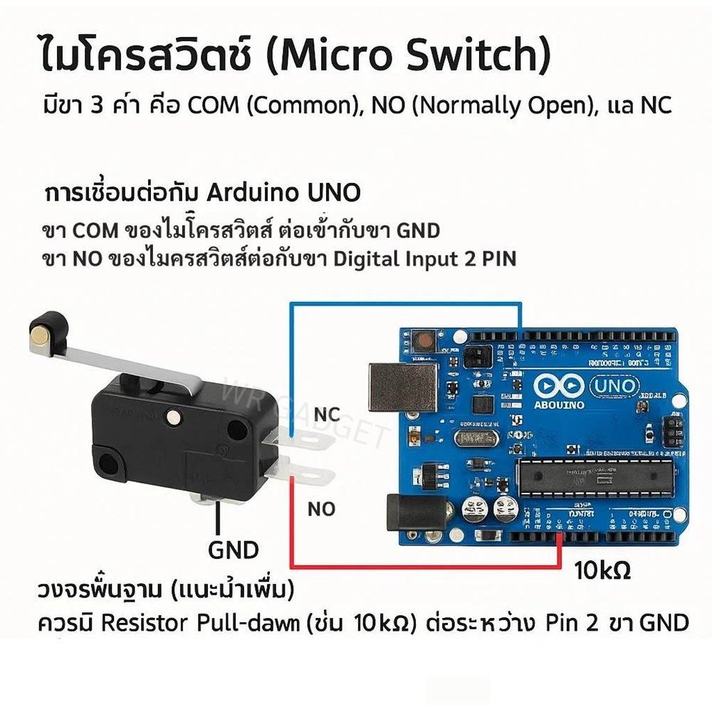 TJR Micro Switch ไมโครสวิตช์ 2 ขา แบบก้านสั้น 15A 250V 1NO 1NC ไมโครสวิตช์ แบบก้านสั้น Limit Switch - Image 5