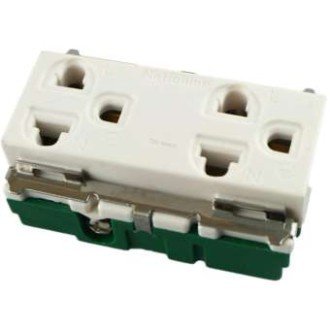 Nationine ปลั๊กกราวน์คู่ เก่า รุ่น Wng 15923-7 ฝัง สีครีม 16A 250V - Image 5
