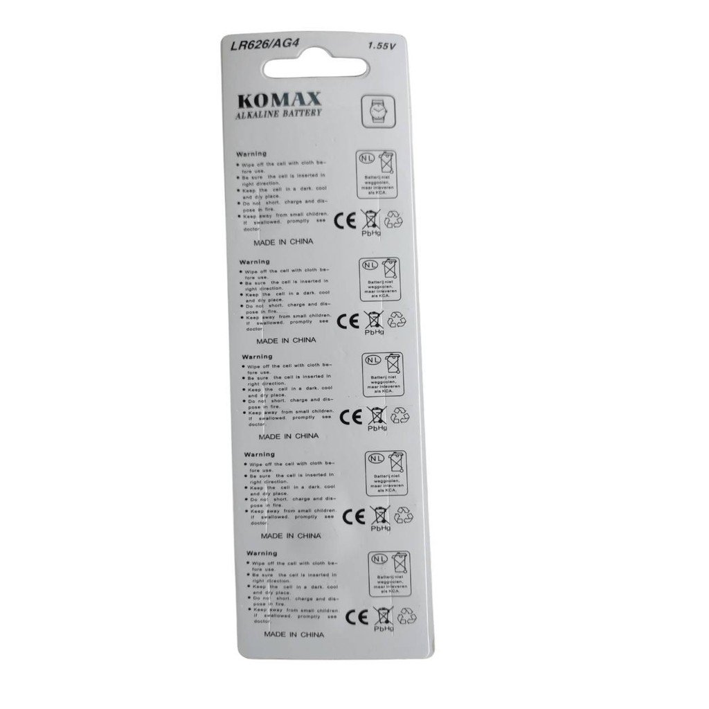 ถ่านกระดุม KOMAX AG4 LR626 LR66 1.55V ถ่านนาฬิกา ถ่านเครื่องคิดเลข เทียบเบอร์ 377 SR626 – 1 ชิ้น - Image 3