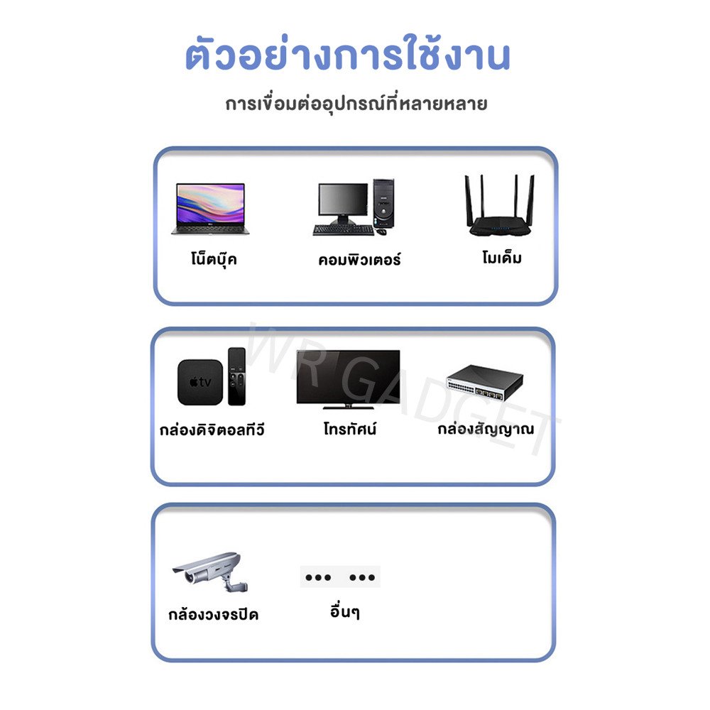 สาย LAN CAT5e 5 เมตร สายแลนสำเร็จรูป หัว RJ45 ใส เสียบแน่น รองรับ 1000Mbps ใช้กับ Router PC Notebook Smart TV – 5 เมตร - Image 4