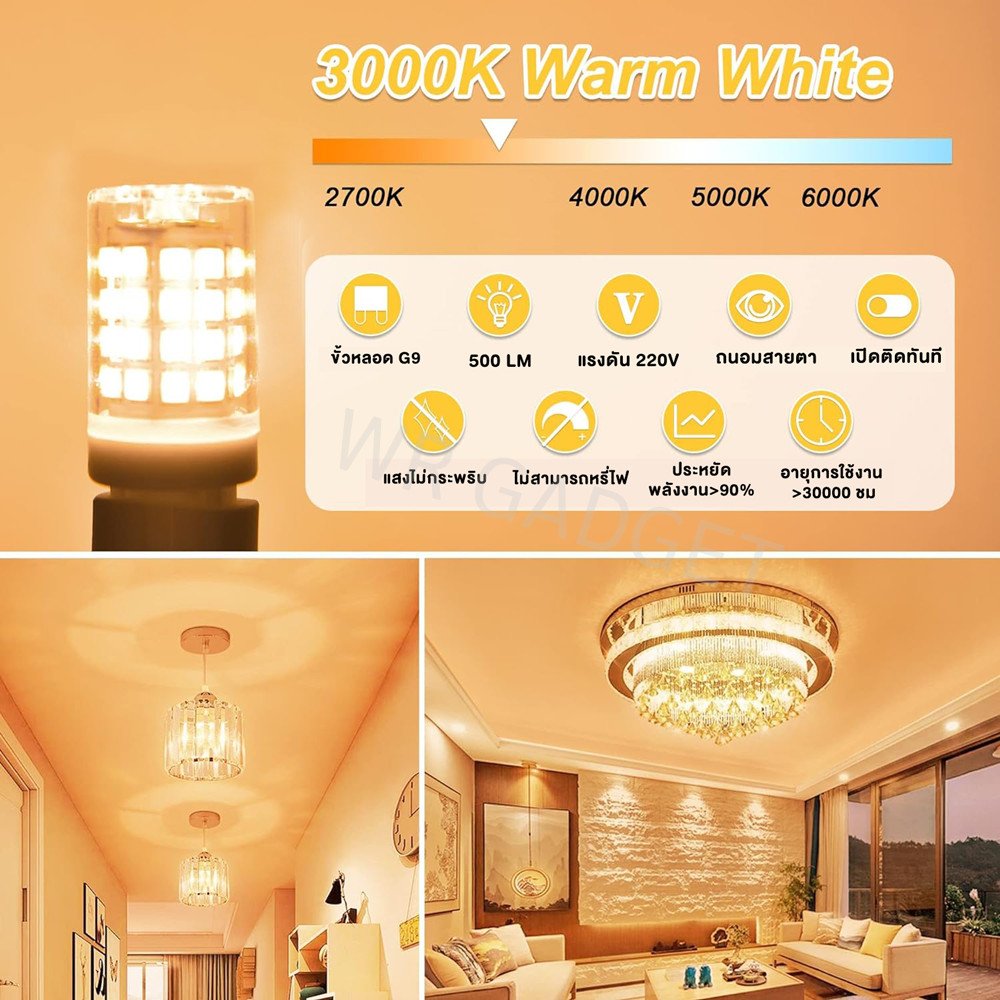 หลอดไฟ LED G4 G9 E14 220V AC ชิป 2835 แสงวอร์ม 2800K มุมแสง 360 องศา หลอดขั้วเล็ก ใช้กับโคมระย้า ตู้โชว์ โคมไฟหัวเตียง – E14 - Image 5