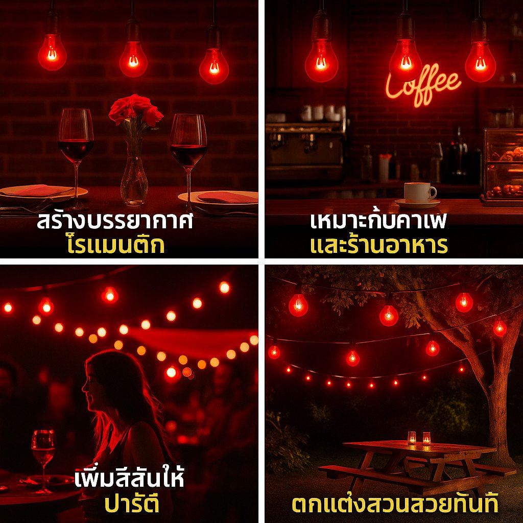 Zeazon หลอดไฟ ปิงปอง G-30 10W ขั้วเกลียว E12 สำหรับ ประดับตกแต่ง สถานที่ ตกแต่ง ศาลเจ้า – ปิงปอง G30 แดง - Image 9