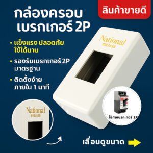 Nationai กล่องเบรกเกอร์ รุ่นพิมพ์ทอง ขนาด 2.4*4.7*1.1 นิ้ว สำหรับ เบรกเกอร์ Safety breaker 2P Chang Pana