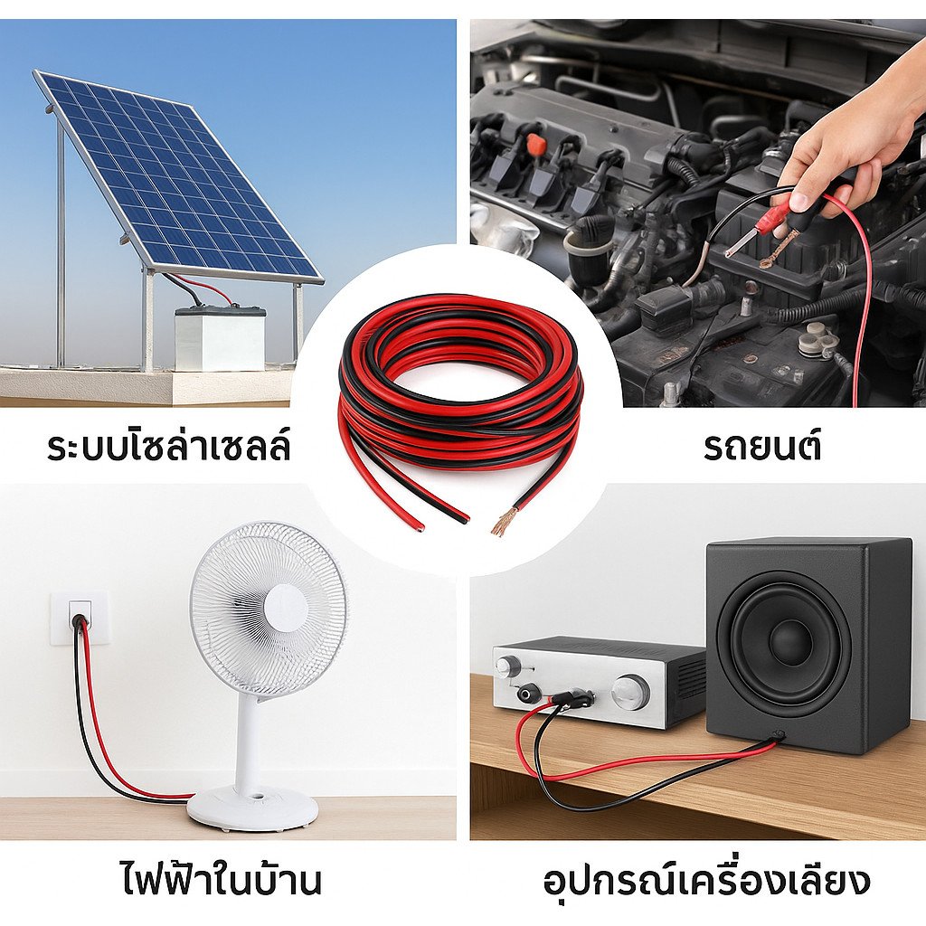 (10 เมตร) SUN สายดำ-แดง ขนาด 2*1 / 2*1.5 Sqmm.,14A-35A 300V ทองแดง หุ้มฉนวน สาย ดำ-แดง ประกอบ ลำโพง – 2 * 1.5,10 เมตร - Image 9