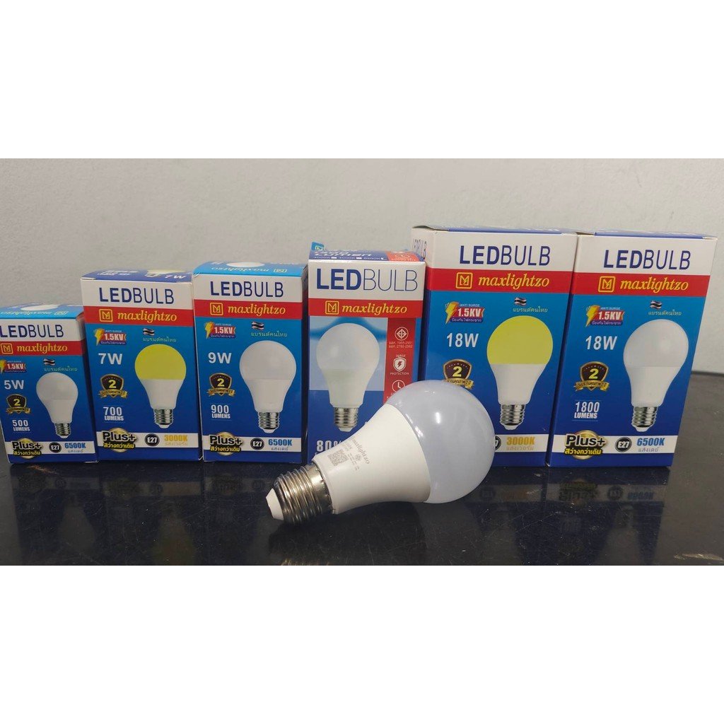 หลอดไฟ LED Maxlightzo ขั้วเกลียว E27 เลือกแสงได้ Daylight 6500K / Warm White 3000K เลือกวัตต์ได้ 5W 7W 9W 13W 15W 18W – 9W แสงขาว - Image 9