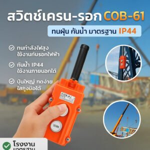 PTEN สวิทช์เครน และสวิทช์รอกไฟฟ้า 2 ปุ่ม ผ่านเมกเนติก 5A 250V รุ่น COB-61 สีส้ม กันน้ำ IP44