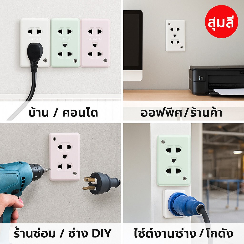 Nationine ปลั๊กไฟกราวด์คู่ลอย 16A 250V มอก. รองรับปลั๊กทุกแบบ ติดผนังได้ ใช้ในบ้าน ร้านค้า ออฟฟิศ - Image 5