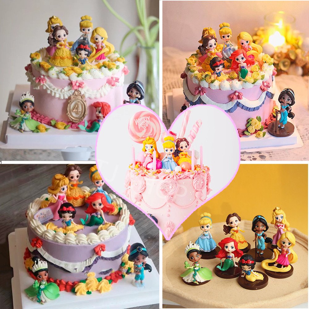 Disney Pricess โมเดล เจ้าหญิงน่ารัก สูง 7-8 ซม ฐาน 5 ซม. PVC ปลอดภัย ตกแต่งเค้ก ของขวัญวันเกิด ตุ๊กตาหัวโต ตั้งโชว์ได้ - Image 6