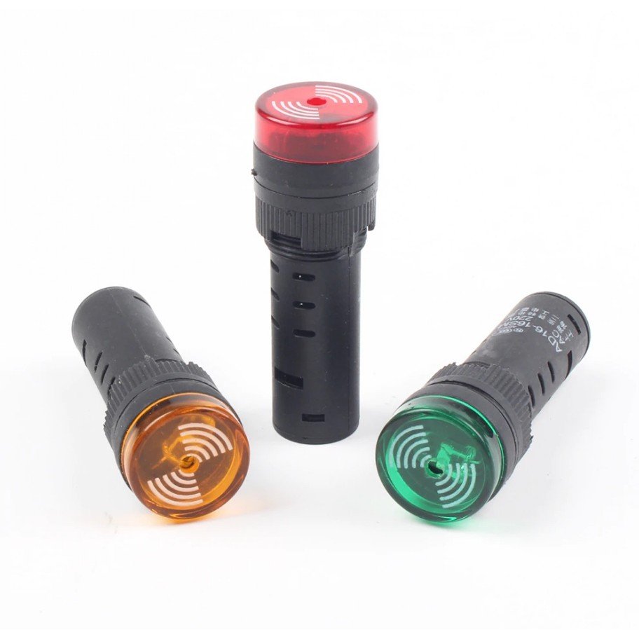 Buzzer LED 22mm ไฟสัญญาณเตือน มีเสียง 220V ไฟเตือนตู้คอนโทรล Pilot Lamp มีไฟพร้อมเสียง เลือกสี แดง เหลือง เขียว – 12V , แดง - Image 9