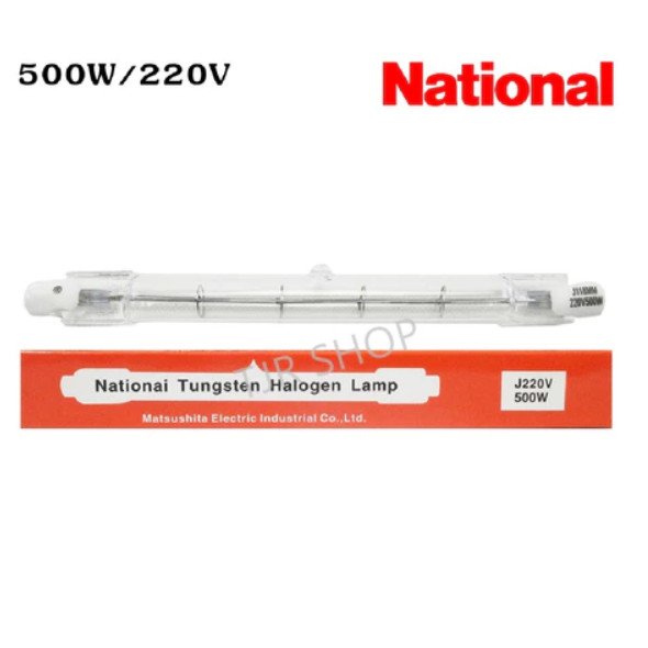 Veto / National หลอดไฟ ไอโอดีน 500W 220V ยาว 11.8 CM แบบตรง ขั้ว R7S – x 1 ดวง -NATIONAI