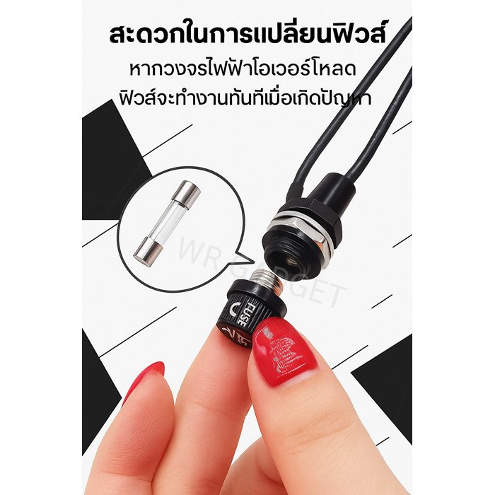 WIREMAN กระบอกฟิวส์แก้ว 20mm 30mm Fuse Holder แบบหมุนเกลียว ฝาขันน็อต สำหรับฟิวส์หลอดแก้ว งานซ่อมไฟฟ้า DIY – 30 มม - Image 7