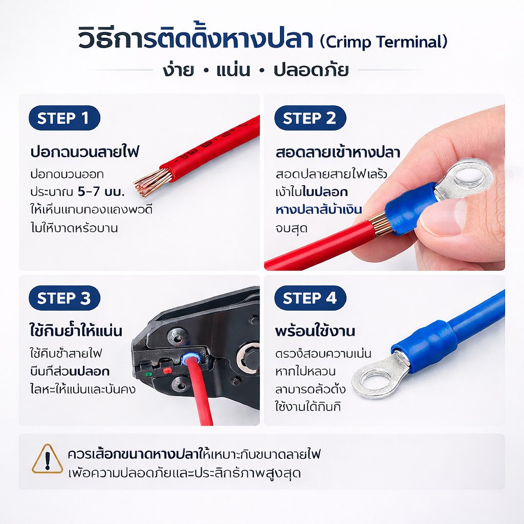 แพ็ค 100 ชิ้น) SALE หางปลา หัวกลมแบบกลมหุ้ม (RF) ใช้กับสายไฟ 1.5-2.5 Sqmm. 19A 600V สกรู M4 - Image 4