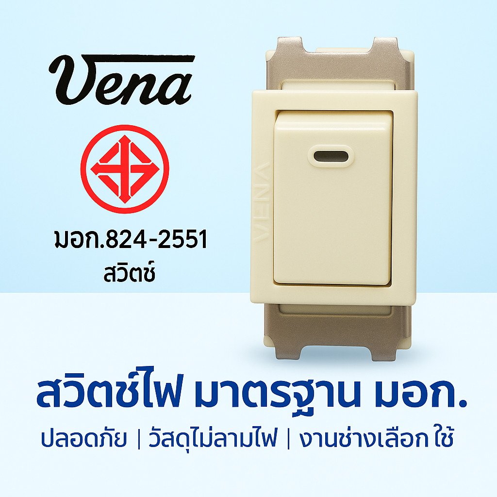 แพ็ค 20 ชิ้น) Vena สวิตส์เมจิ ฝัง รุ่นเก่า 10A 250V ใช้ควบคุมการเปิด-ปิดไฟฟ้า รองรับสายไฟ 1.0-2.5 ตร.มม. - Image 2