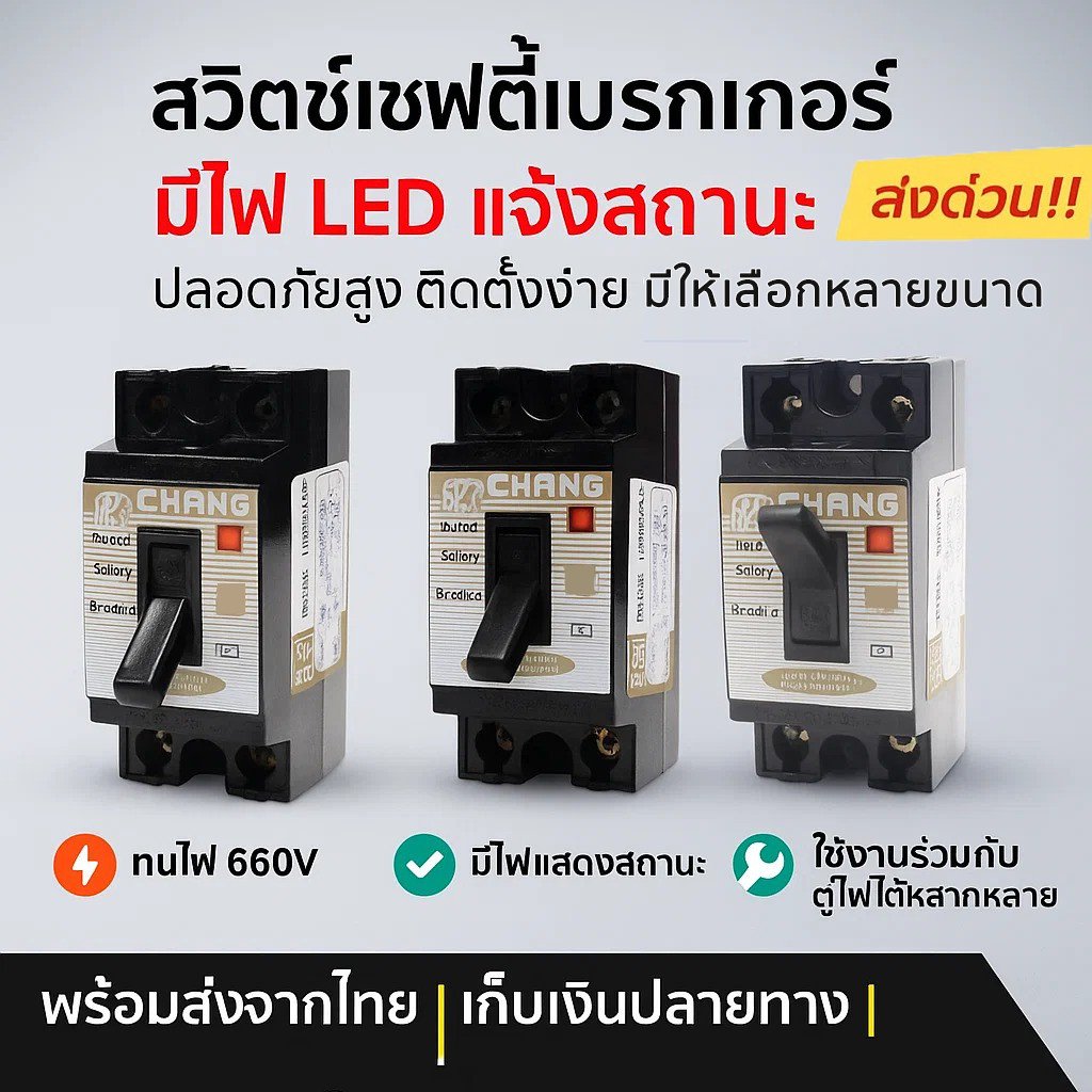 Chang เบรกเกอร์ พร้อมไฟสัญญาณ 2P 10A , 15A , 20A ,30A Safety Breaker รุ่น BCL-210 – เบรกเกอร์มีไฟ 30A - Image 2