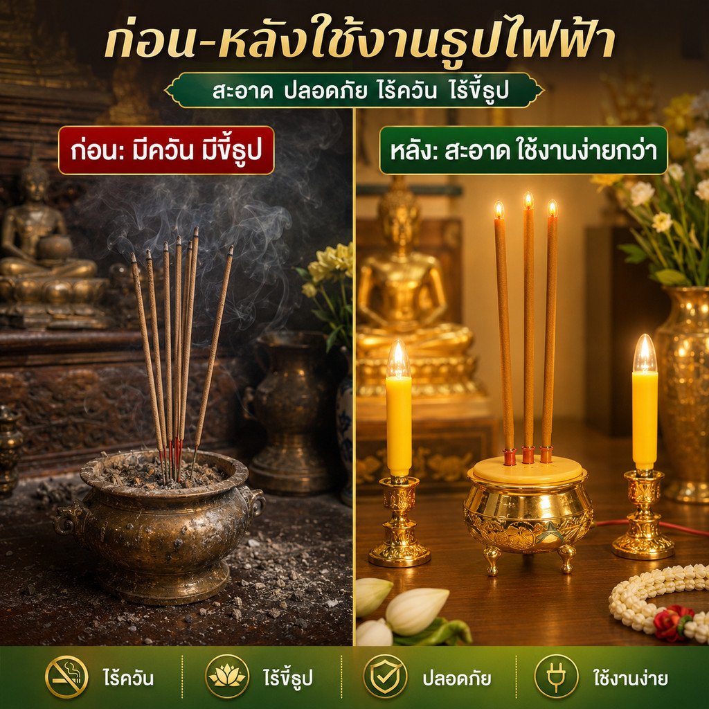 Superlamp (แพ็ค 2 ชิ้น) ชุด เชิงเทียน ไฟฟ้า ขั้วเขี้ยว B15 พร้อม เทียน ยาว เหลือง 15W 220V - Image 8