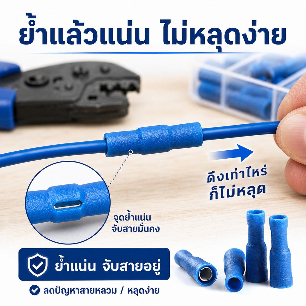 แพ็ค 10 ชิ้น) หางปลาตัวเมียเสียบ F2.5A TLUG สีฟ้า สำหรับสายไฟ 1.5-2.5 sq.mm Bullet Socket Terminal หุ้มฉนวน PVC - Image 2