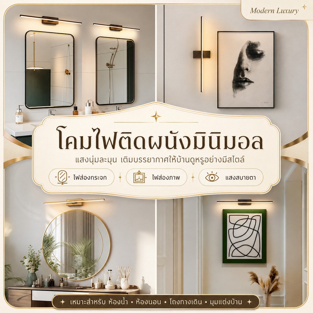 โคมไฟติดผนัง LED Nordic ปรับมุมได้ 330° 30cm เลือกได้ 3แสง แสงขาว ไฟกระจก ห้องน้ำ ห้องนอน Modern Wall Lamp – แสงวอล์ม - Image 5