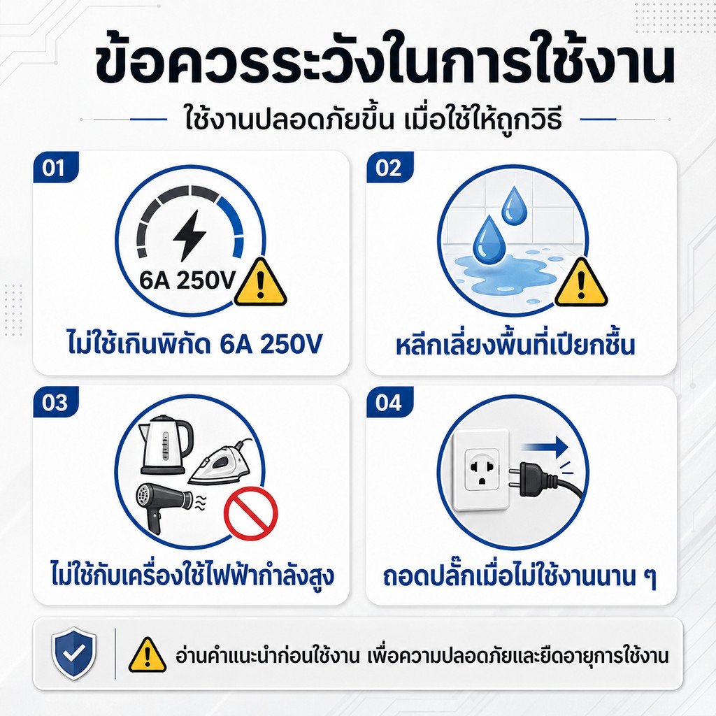 Sokawa (2-10 เมตร) ชุด สวิทส์กลางทาง + สายไฟ VKF สำเร็จรูป พร้อมใช้งาน 6A 250V สายหล่อปลั๊ก – 2 เมตร - Image 9