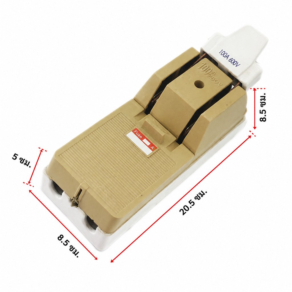 MALAI คัทเอาท์ 2P 100A พร้อมฟิวส์ก้ามปู x 2 ตัว สะพานไฟ - Image 3
