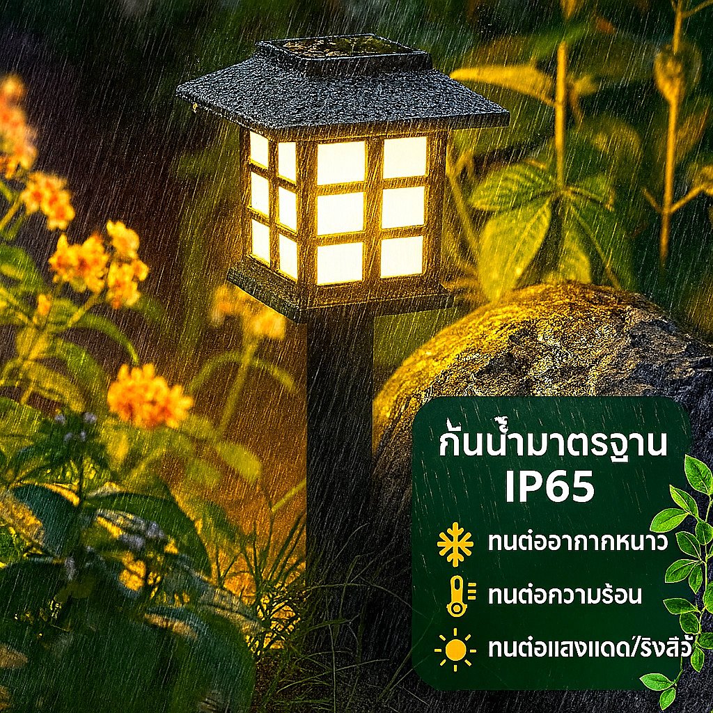 โคมไฟ Solar Cell 15 นิ้ว กันน้ำ IP65 สไตล์ ญี่ปุ่น เลือกแสงได้ โคมทางเดิน ตกแต่ง สวน สนามหญ้า ทางเข้า - Image 3