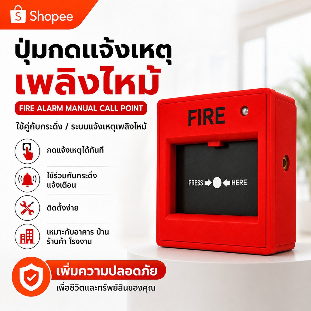 ปุ่มกดแจ้งเหตุเพลิงไหม้ Manual Call Point Fire Alarm ใช้คู่กับกระดิ่งแจ้งเตือน ระบบแจ้งเหตุอัคคีภัย NC/COM 3A 36VDC – แดง - Image 2