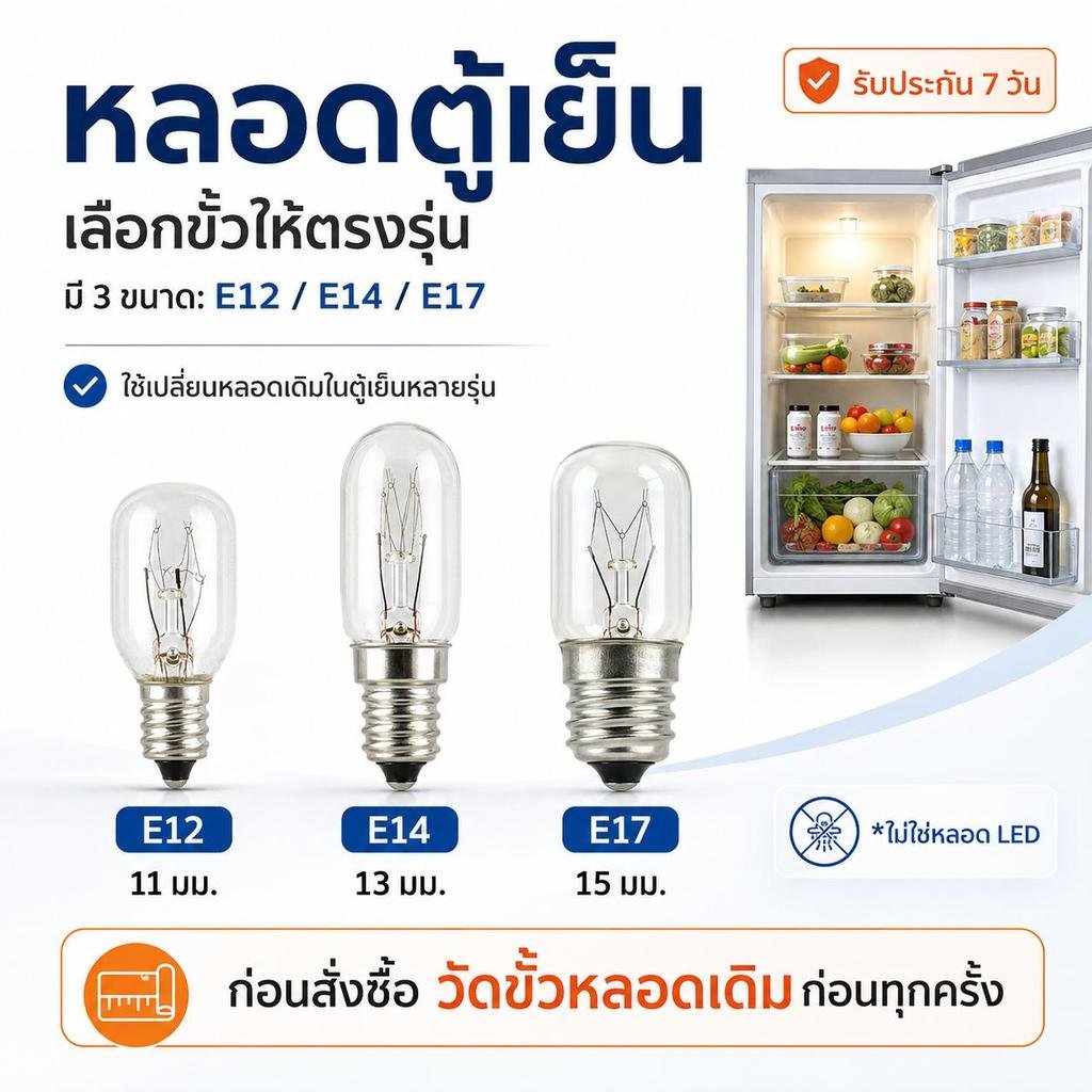 หลอดไฟตู้เย็น Zeazon 15W ขั้วเกลียว E12/E14/E17 แก้วแท้ ทนความร้อน อายุใช้งานนาน – ข้ว E12 - Image 2