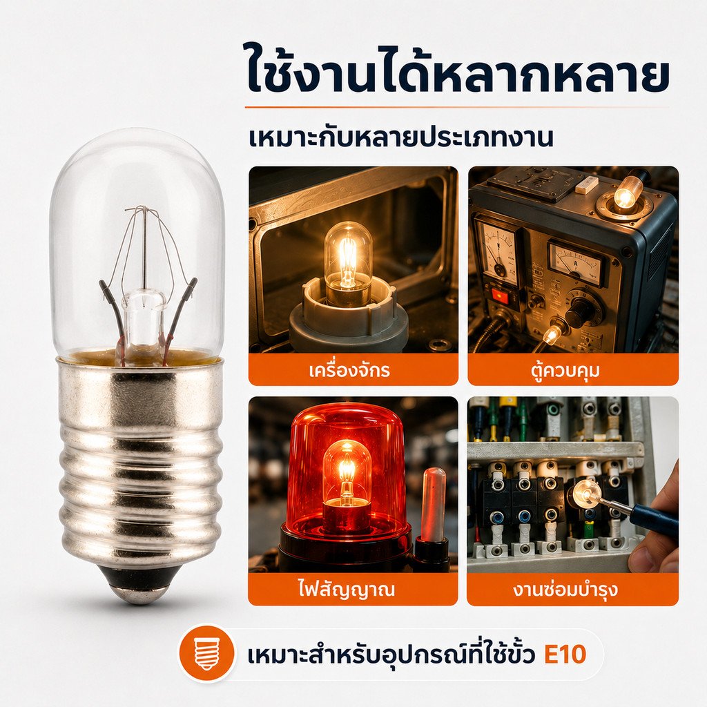 💥 TJR หลอดไฟ จิ๋ว หลอดไฟ ไพลอตแลมป์ Pilot Lamp E10 6V 24V 220V - Image 5