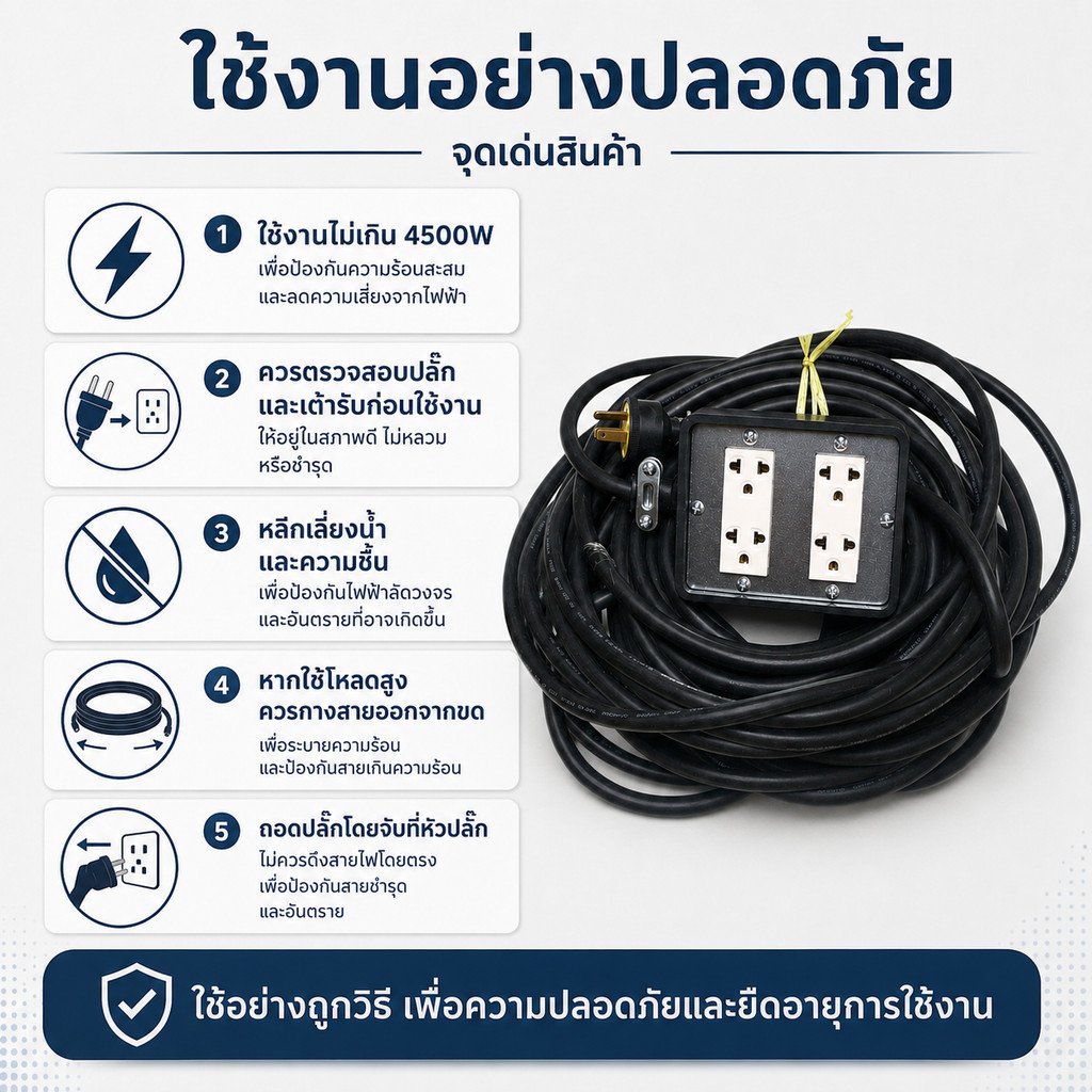 2-10 เมตร) JPS บล็อกยางประกอบ 4*4 พ่วงสาย 3*2.5 sqmm 10 เมตร (VCT) ปลั๊กไฟสนาม ปลั๊กกราวน์คุ่ ปลั๊กพ่วง บล็อกยาง – 10 เมตร - Image 6