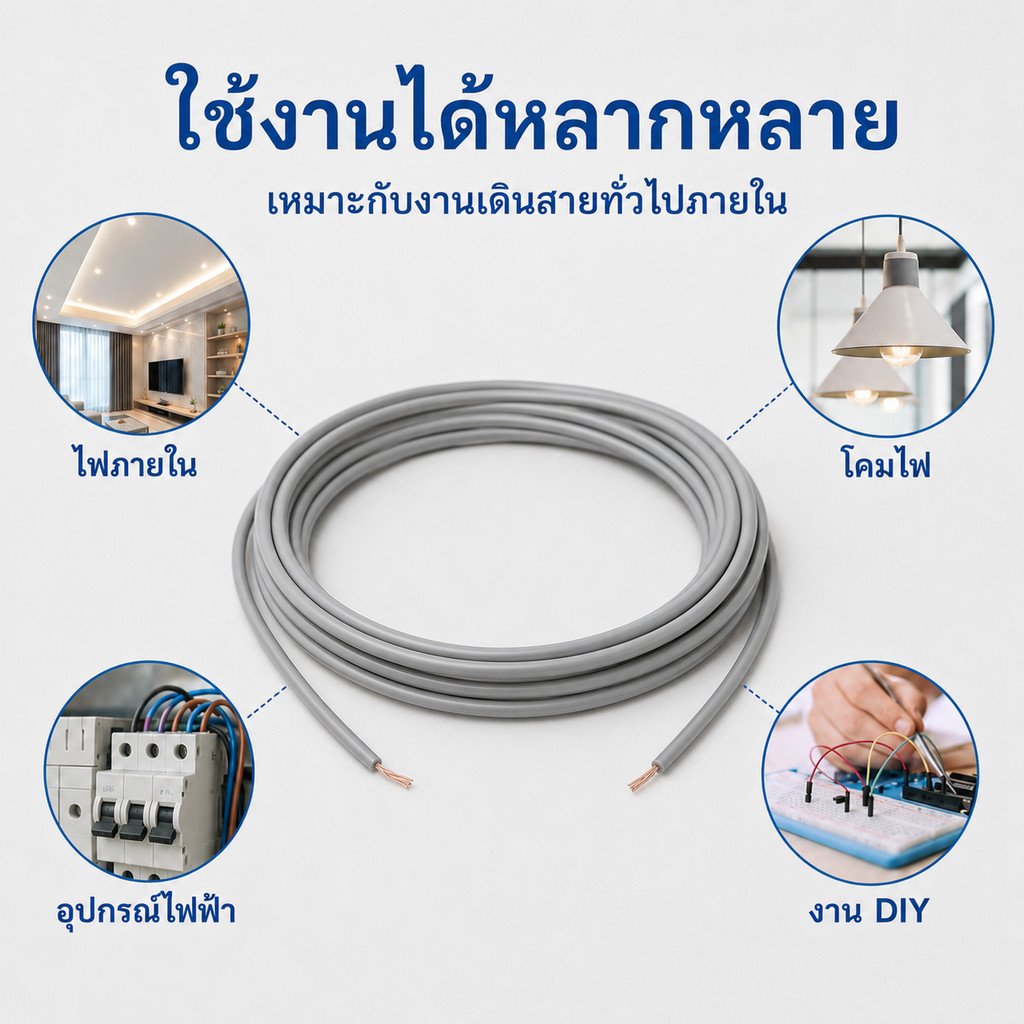 สายไฟอ่อน DC 2x0.5 Sqmm. ANT CABLES สายคู่สีเทา ยาว 100 เมตรเต็ม 300V สายไฟ DC 12V/24V สายสัญญาณ งาน DIY - Image 5