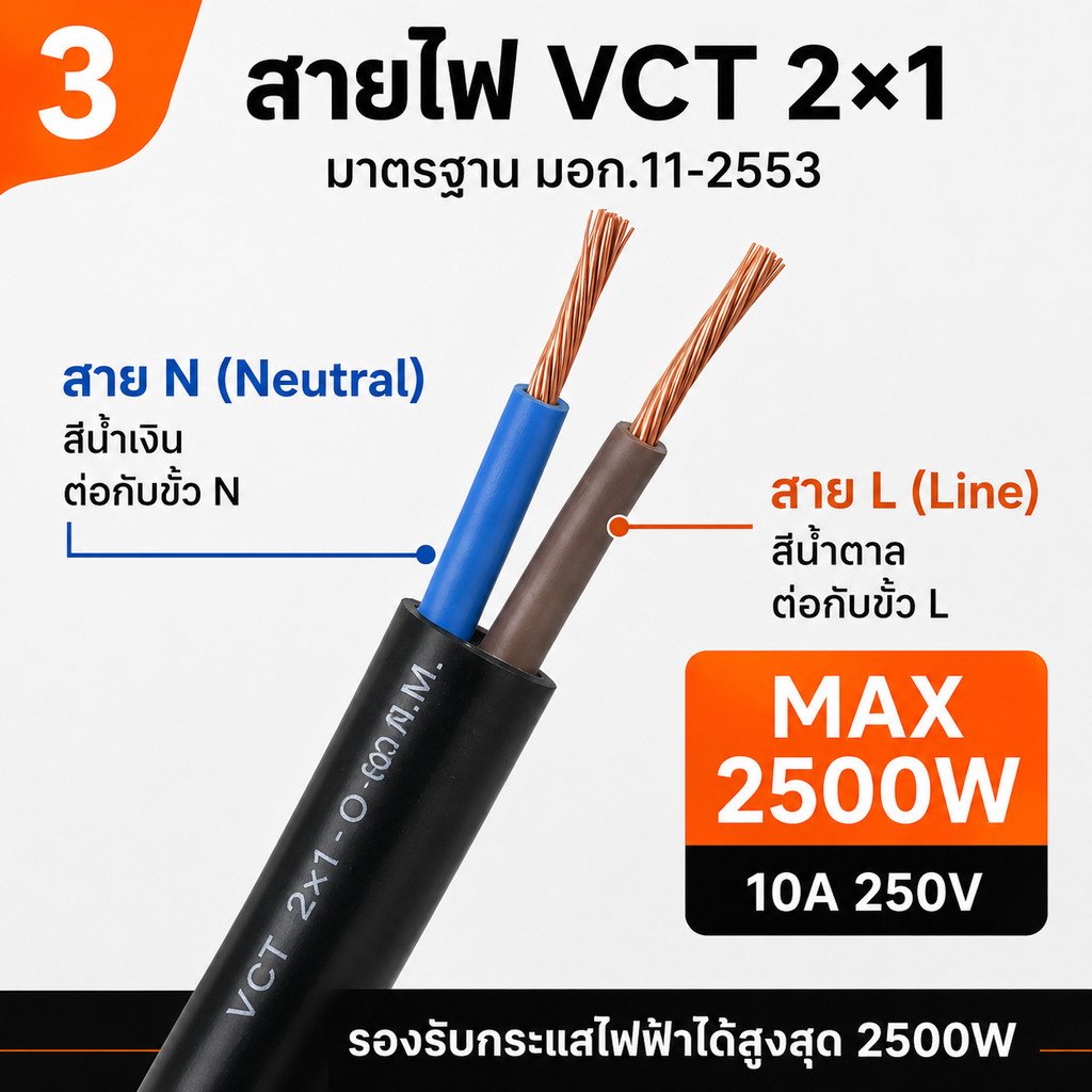 เลือก 2-10 เมตร) JPS บล็อกยางประกอบ 2*4 พ่วงสาย 2*1 sqmm ปลั๊กไฟสนาม ปลั๊กกราวน์คุ่ ปลั๊กพ่วง บล็อกยาง – 2 เมตร - Image 6