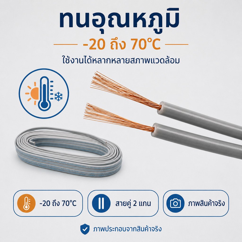 2-9เมตร) ANT สายไฟอ่อน DC 2*0.5 Sqmm สายไฟ แรงดันต่ำ เดินลอย สำหรับ เครื่องใช้ไฟฟ้า ทีวี หลอด ปลั๊ก – 7 เมตร ตัดเศษ - Image 4