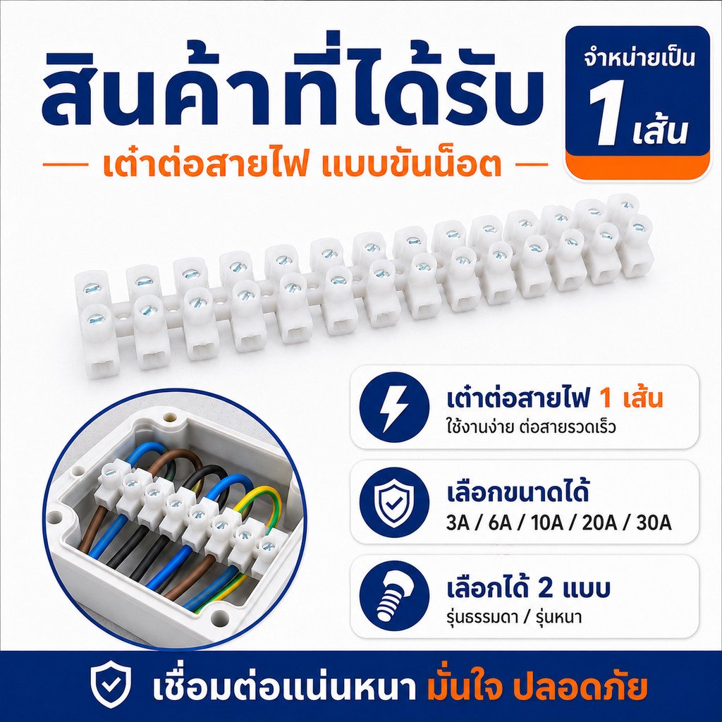 Haloshi SLW เต้าต่อสายไฟ Nylon 6,6 ทนความร้อน ไม่เปราะ 3A 6A 10A 20A 30A แบบบางและหนา ใช้งานง่าย แข็งแรง เห – 6A มาตรฐาน - Image 3