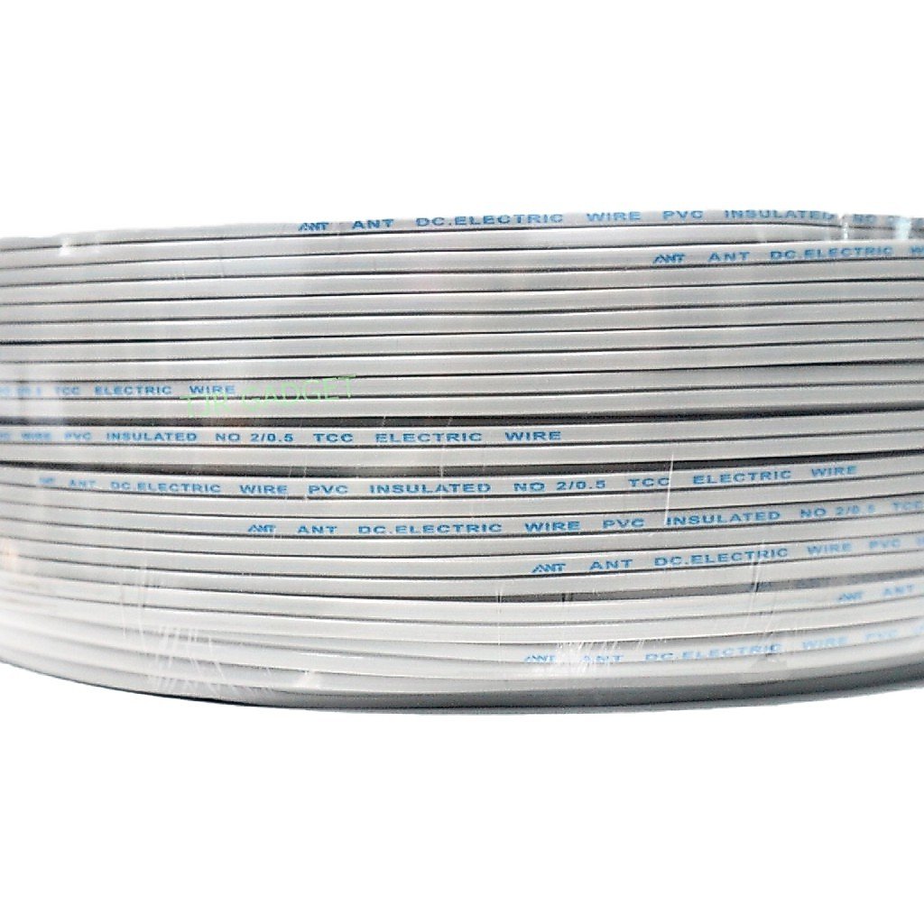 สายไฟอ่อน DC 2x0.5 Sqmm. ANT CABLES สายคู่สีเทา ยาว 100 เมตรเต็ม 300V สายไฟ DC 12V/24V สายสัญญาณ งาน DIY - Image 2