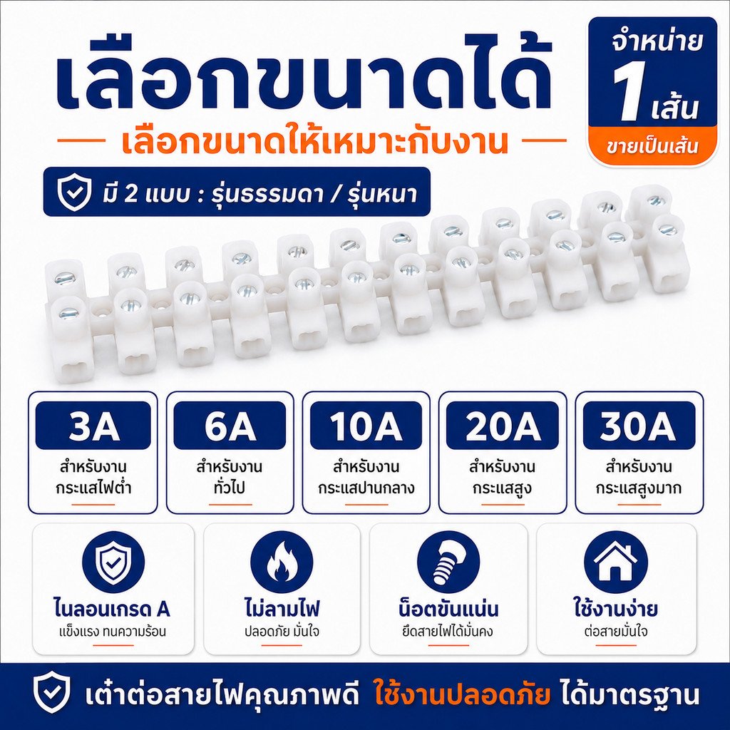 Haloshi SLW เต้าต่อสายไฟ Nylon 6,6 ทนความร้อน ไม่เปราะ 3A 6A 10A 20A 30A แบบบางและหนา ใช้งานง่าย แข็งแรง เห – 6A มาตรฐาน - Image 6