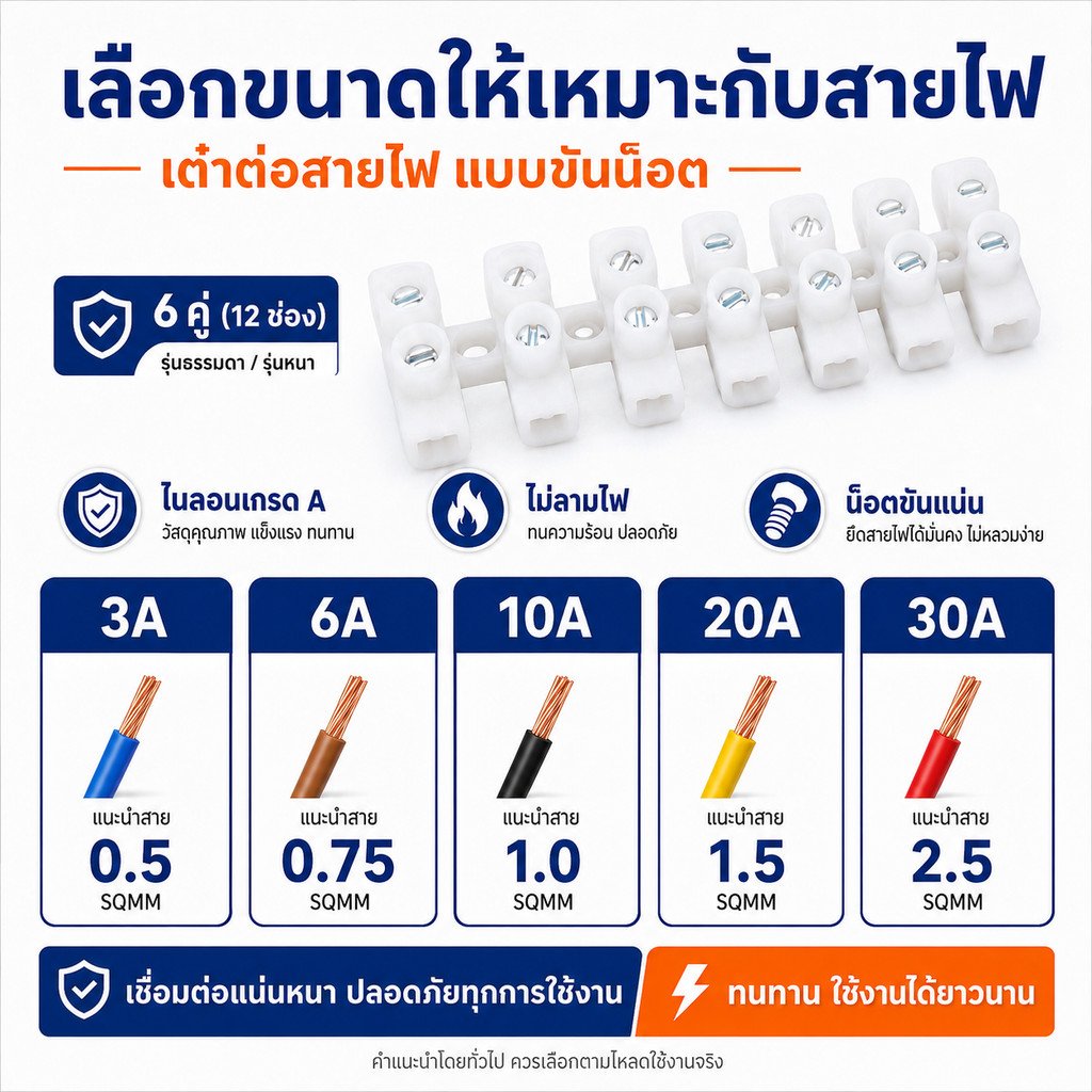 Haloshi SLW เต้าต่อสายไฟ Nylon 6,6 ทนความร้อน ไม่เปราะ 3A 6A 10A 20A 30A แบบบางและหนา ใช้งานง่าย แข็งแรง เห – 6A มาตรฐาน - Image 8