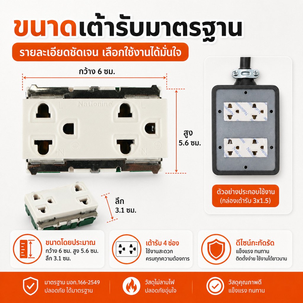 2-10 เมตร) JPS บล็อกยางประกอบ 4*4 พ่วงสาย VCT 3*1.5 sqmm ปลั๊กไฟสนาม ปลั๊กกราวน์คุ่ ปลั๊กพ่วง บล็อกยาง – 10 เมตร - Image 7