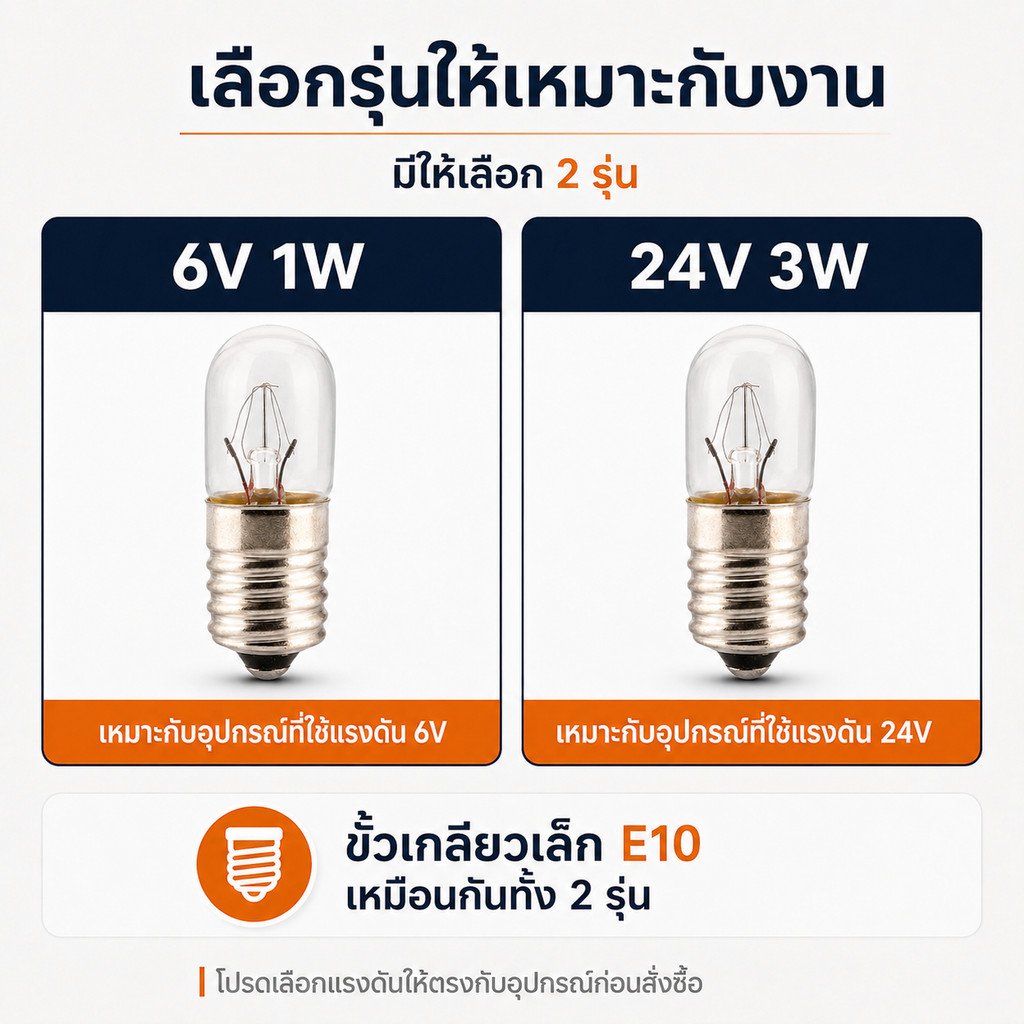 💥 TJR หลอดไฟ จิ๋ว หลอดไฟ ไพลอตแลมป์ Pilot Lamp E10 6V 24V 220V - Image 7