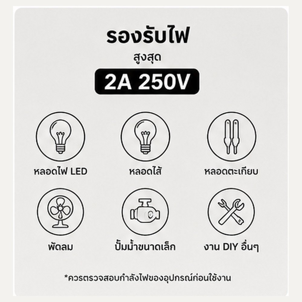 สวิตช์กระตุก 2A 250V สวิตช์เชือกดึง เปิด–ปิดไฟ ความยาว 20 ซม. Pull Cord Switch สำหรับโคมไฟและงานไฟฟ้า - Image 5