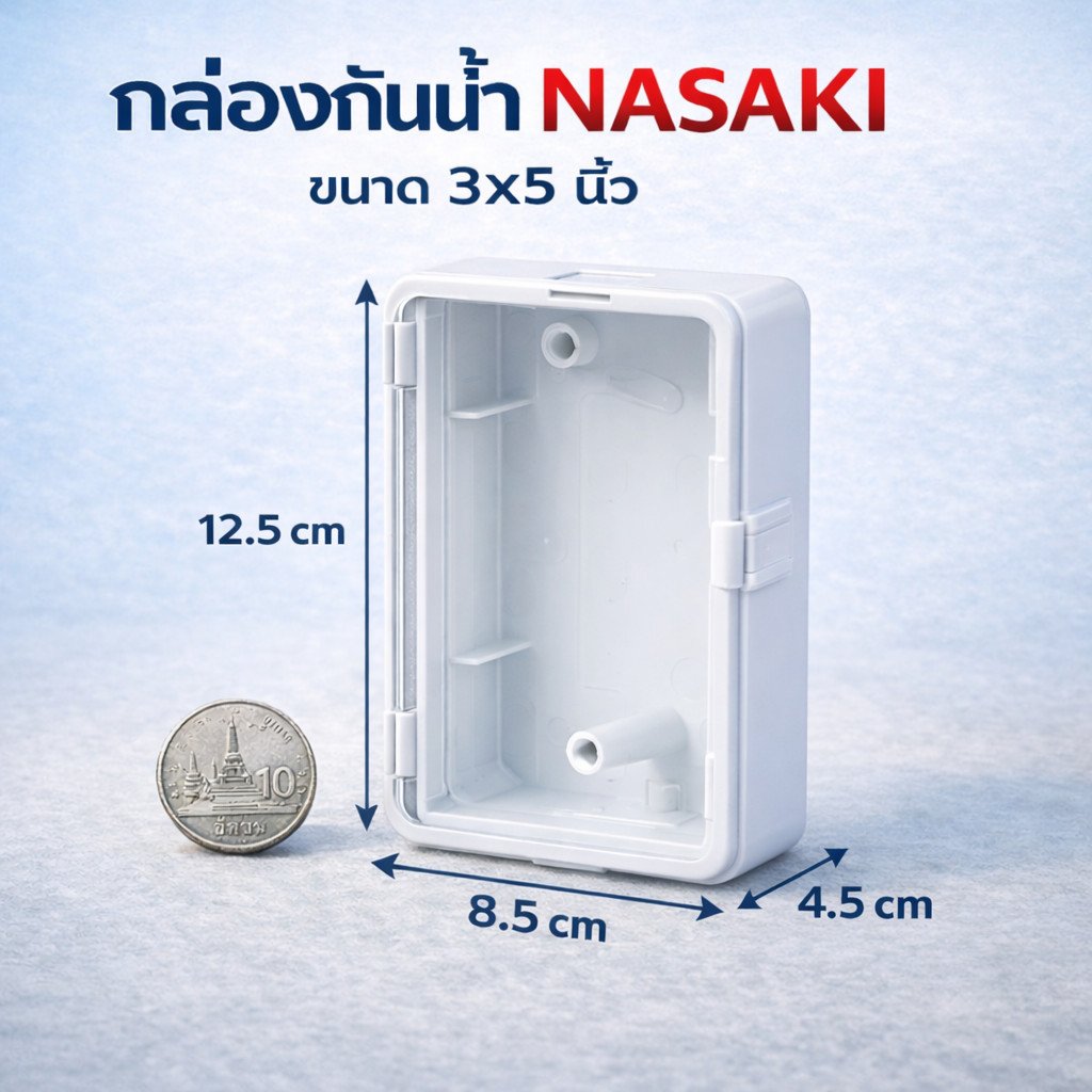 Nasaki กล่องพลาสติก กันน้ำ พร้อมฝาปิด "ใส" ขนาด 3*5 นิ้ว สำหรับ ฝา รุ่นใหม่-เก่า 1-3 ช่อง - Image 4